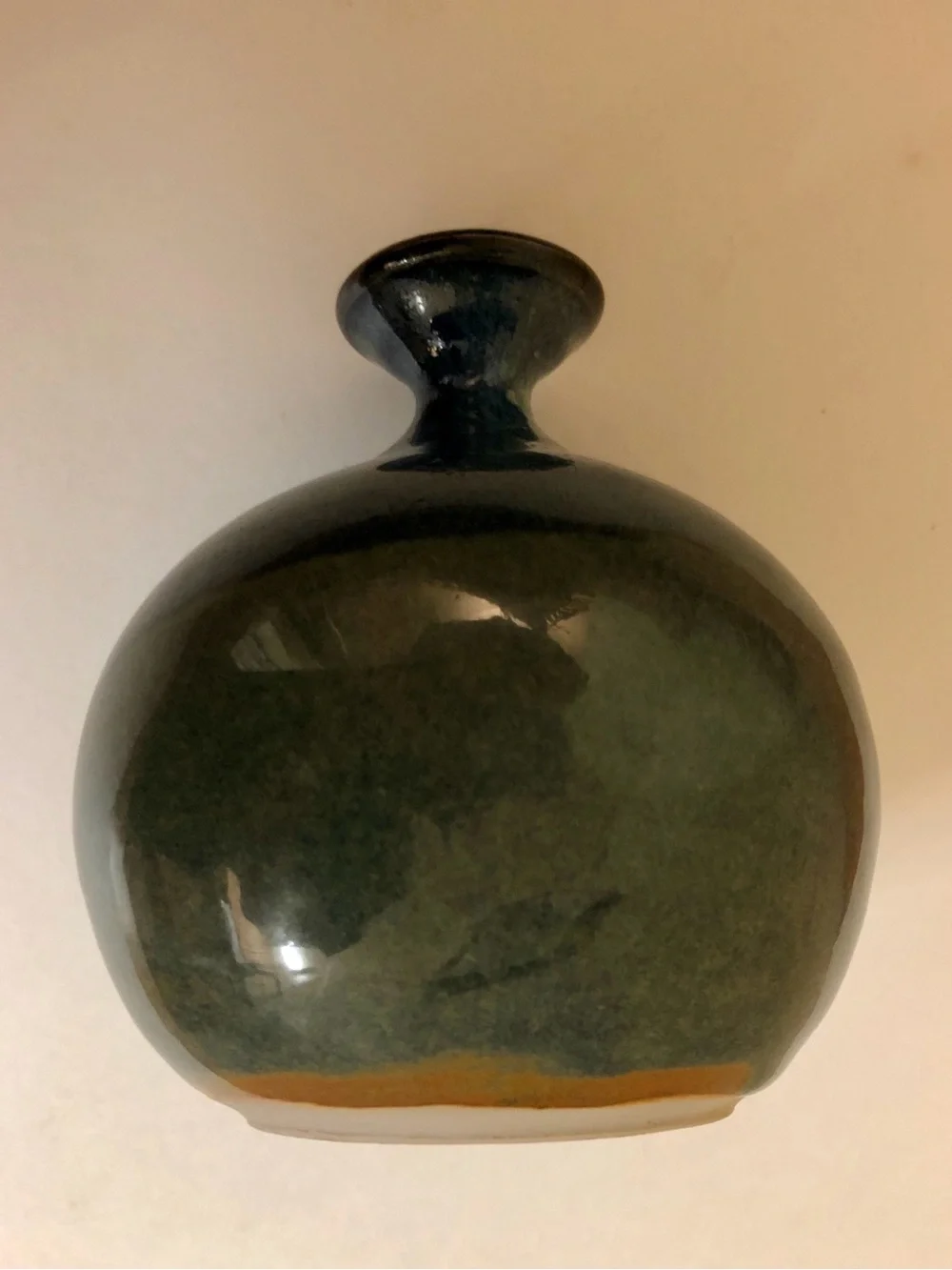 Handmade Blue Ceramic Decorative Vase Signed.
